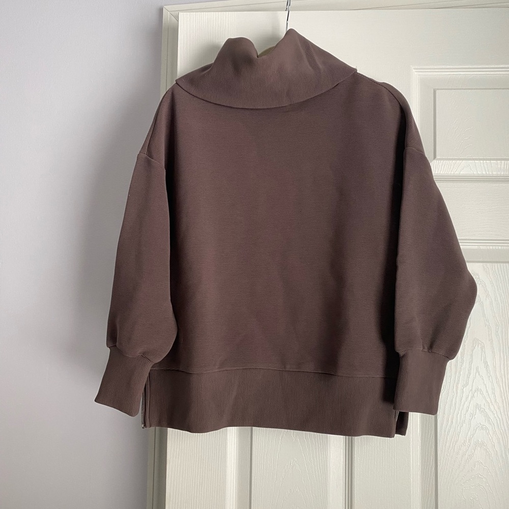 Varley Brown Milton Turtle Neck Sweatshirt